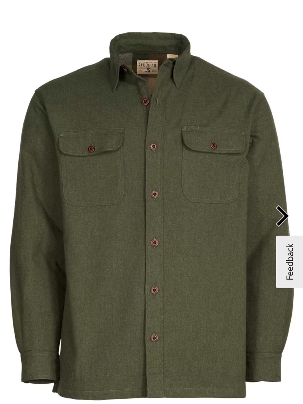 RedHead Olive Green Fleece-Lined Flannel Long-Sleeve Shirt for Men Sz XL